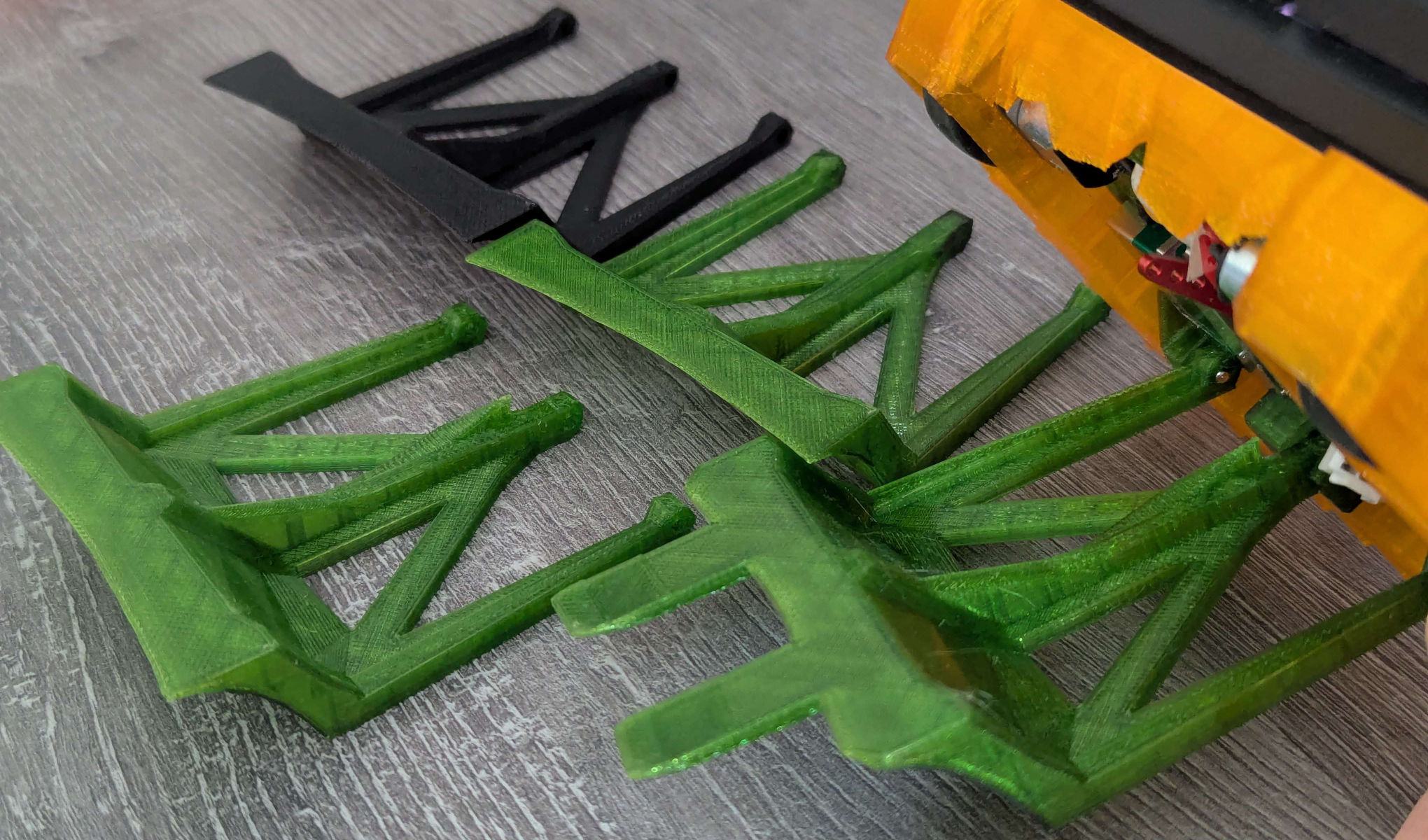 A photo showing the revisions to the flipper designs