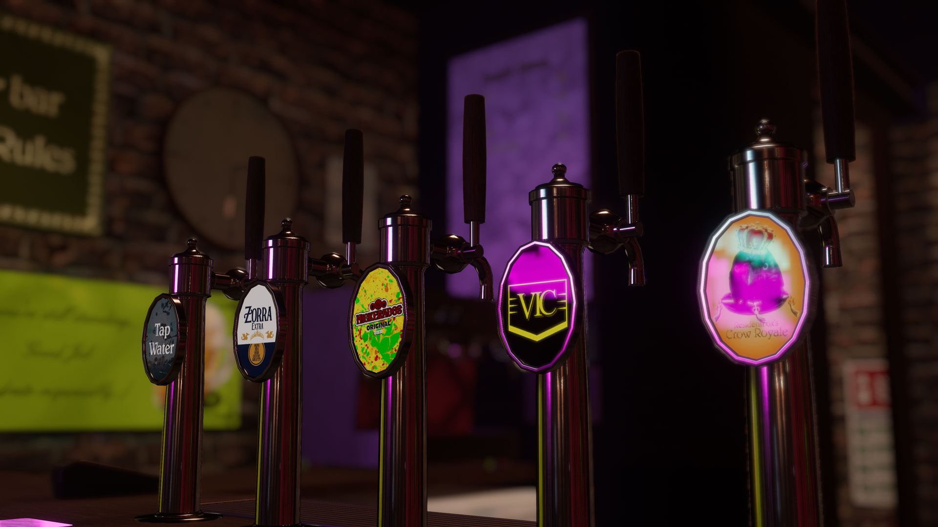 A photo of the drinks on tap within the bar