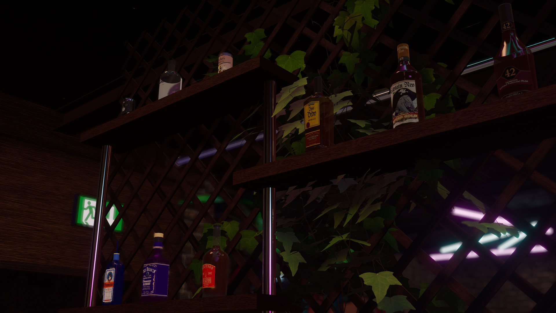 A photo of bottled drinks within the bar
